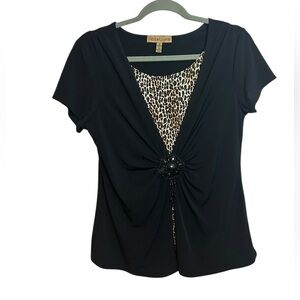Notations Beaded Animal Print Y2K Top